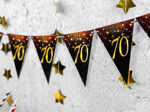 Csillogó zászlós banner 70. születésnapra - 5m