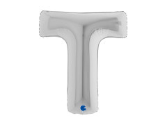 Fólia lufi T betű ezüst - 40" - 1 db.