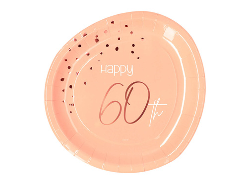Boldog 60. születésnapot barackos tányérok - 23 cm - 8 db.