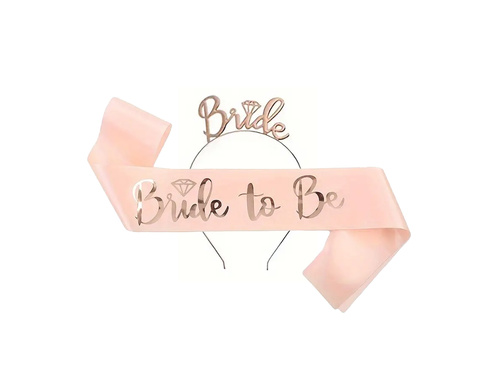 Rózsaarany szíj szett menyasszonyi fejpánttal - 1 db.