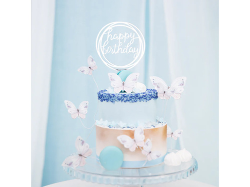 Boldog születésnapot ezüst tortadísz - 1 db.