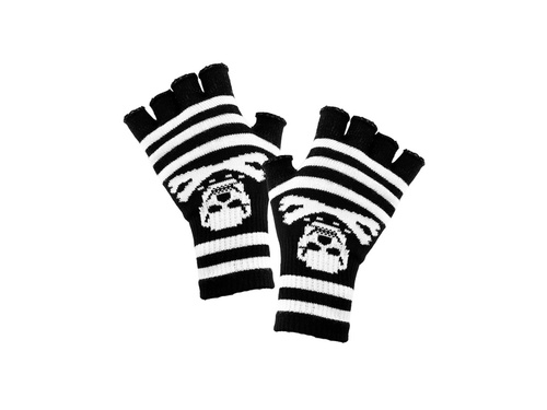 Gyapjú kesztyű koponyával és sípcsontokkal ujjak nélkül