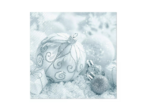 Karácsonyi szalvéták Ezüst gömb - 33 cm - 20 db.