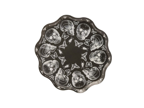 Halloween papír tányérok koponyákkal - 23 cm - 8 db.