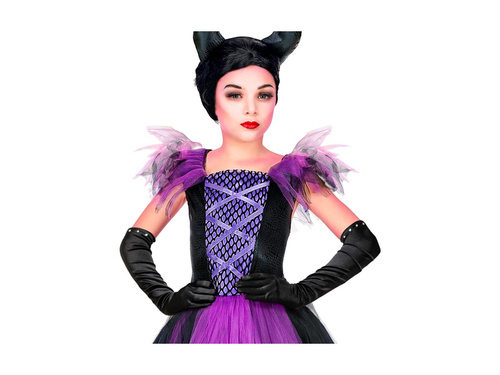 Hosszú fekete szatén kesztyű - gyerekeknek