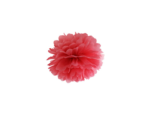 Függő pom pom virág dekoráció - piros - 25 cm - 1 db.
