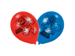 Super Mario Bros születésnapi lufi - 23 cm - 6 db