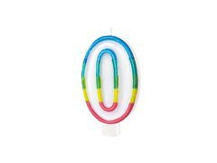 Számgyertya színes szegéllyel, szám 0 - 8,5 cm - 1 db.
