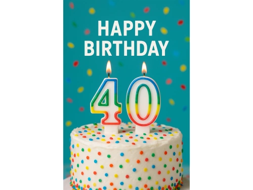 Számgyertyák színes szegéllyel 40-es számmal - 8,5 cm - 2 db.