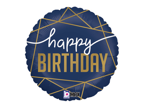 Boldog születésnapot tengerészkék fólialufi - 46 cm - 1 db.