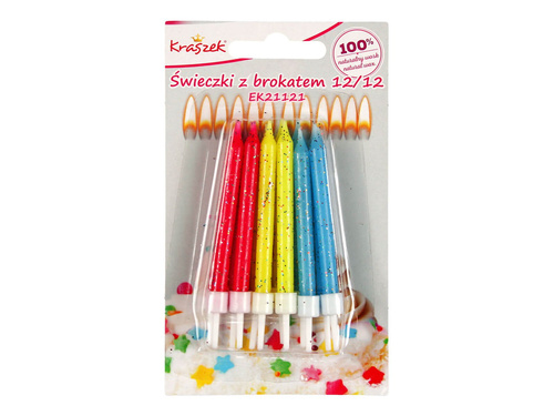 Csillogó születésnapi gyertyák - 12 db.