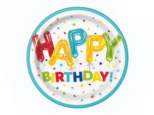 Boldog születésnapot papírtányér - 23 cm - 8 db.