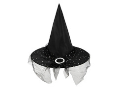 Boszorkánysapka tüllel fekete - 1 db.