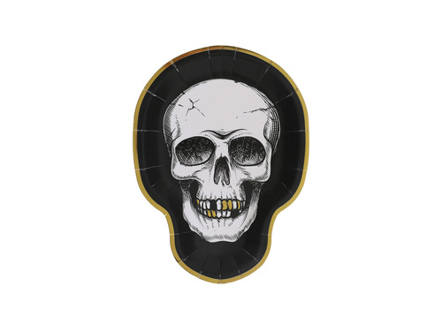 Halloween papírtányér - Koponya - 19 x 25 cm - 10 db.