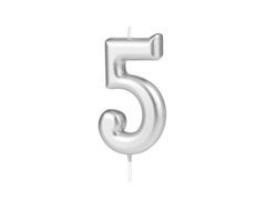 Ezüst számgyertya - 5 - 1 db.
