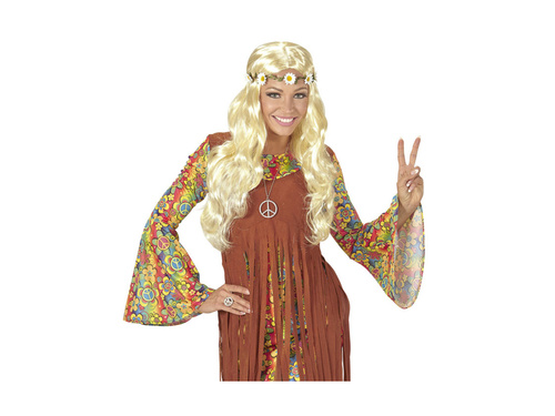 Szőke hippi paróka százszorszép fejpánttal