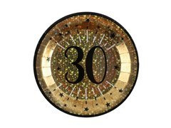 Csillogó 30. születésnapi tányérok - 22,5 cm - 10 db.