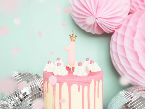 Egyes számú gyertyalámpa rózsaszín koronával - 1 - 1 db.