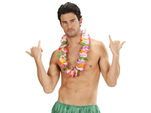Hawaii füzér nyaklánc többszínű levelekkel - 1 db.