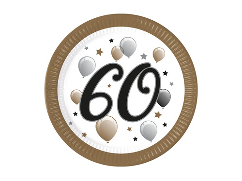Papírtányérok 60. születésnapra - 23 cm - 8 db.