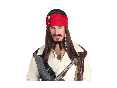 A Karib-tenger kalózai paróka kendővel, bajusszal és gyöngyös kecskeszakállal