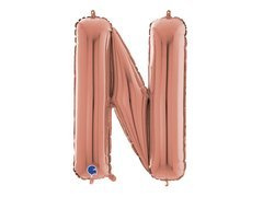 Fólia lufi N betű rózsaszín arany - 66 cm - 1 db.