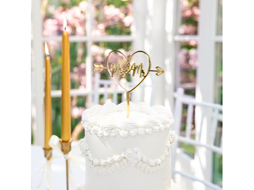 Aranytükrös plexi topper Mrs & Mr tortához - 1 db.