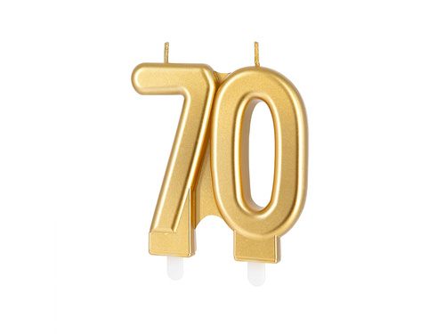 Arany 70. évfordulós gyertya - 7,7 cm - 1 db.