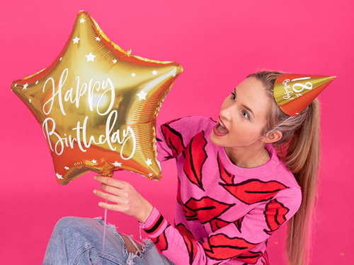 Boldog születésnapot arany csillag fólialufi - 40 cm - 1 db.