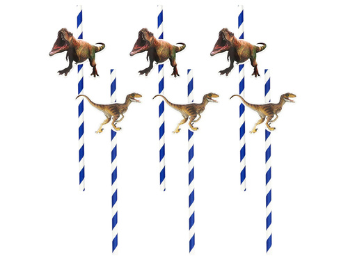 T-Rex papír szívószálak - 20 cm - 6 db.