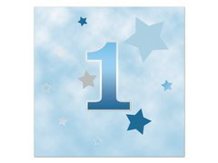 Születésnapi szalvéták egy éves évfordulóra Stars kék - 33 cm - 20 db.