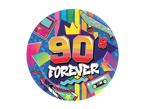90's Forever papírtányérok - 23 cm - 6 db.