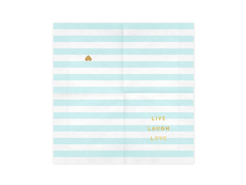 Live Laugh Love kék csíkos szalvéta - 33 cm - 20 db.