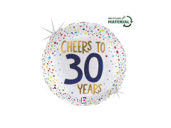 Fóliából készült kerek születésnapi lufi 30 éves korig - 14" - 1 db.
