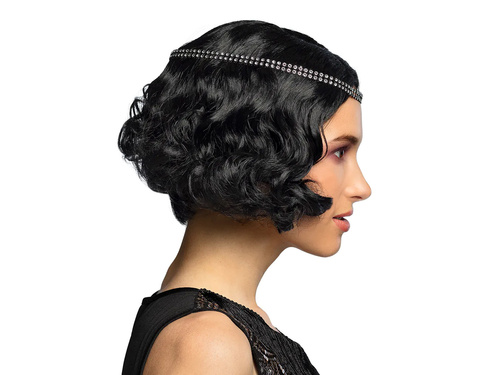 Retro fekete paróka fejpánttal - 1 db.