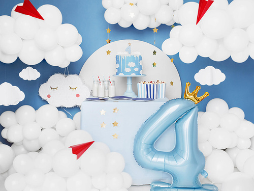 Álló fólialufi 4-es számú kék koronás lufi - 84 cm - 1 db.