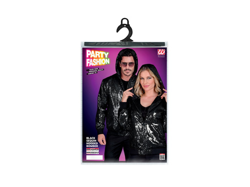 Party flitteres kabát - kapucnis bomber - fekete