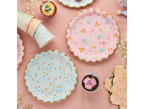 Virágos papírtányér - 23 cm - 8 db.