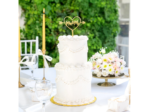 Aranytükrös plexi topper Mrs & Mr tortához - 1 db.