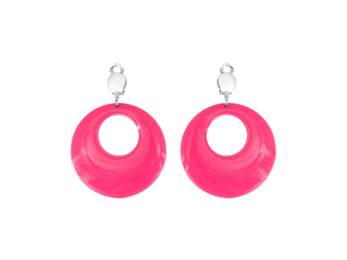 Clip fülbevaló Körök rózsaszín neon