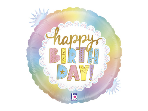 Boldog születésnapot irizáló fólialufi - 46 cm - 1 db.