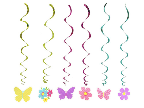 Függődísz - Virágok és pillangók - 1 m - 6 db.