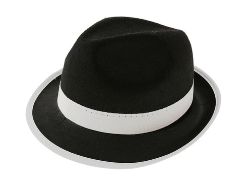 MICHAEL JACKSON gengszter kalap fekete fehér szegéllyel - 1 db.