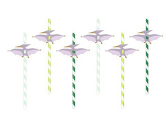 Papír szívószálak Dinoszauruszok - 19,5 cm - 6 db.