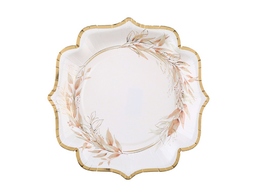 Papírtányérok barna levelekkel - 21 cm - 10 db.