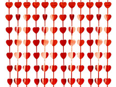 Szívek függönye metál piros - 100 x 200 cm