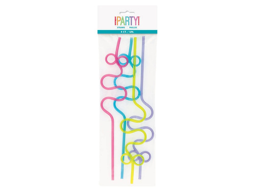 Csavart szívószálak vegyes színekben - 30 cm - 4 db.