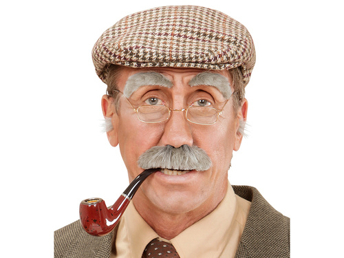 Szürke bajusz szemöldökkel Nagyapa - 1 db.