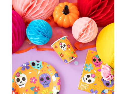 Halloween papírpoharak Mexikói koponya - 220 ml - 6 db.