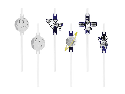 Kozmosz születésnapi szívószálak - 6 db.